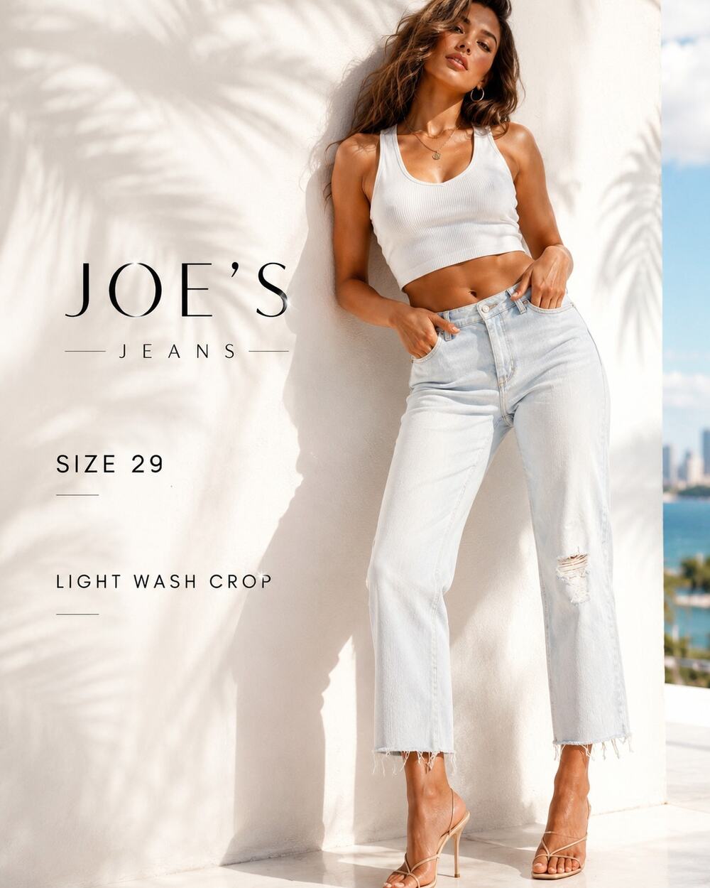 Joe’s Jeans Light Wash Raw Hem Crop Jeans Women’s 29 Distressed Denim